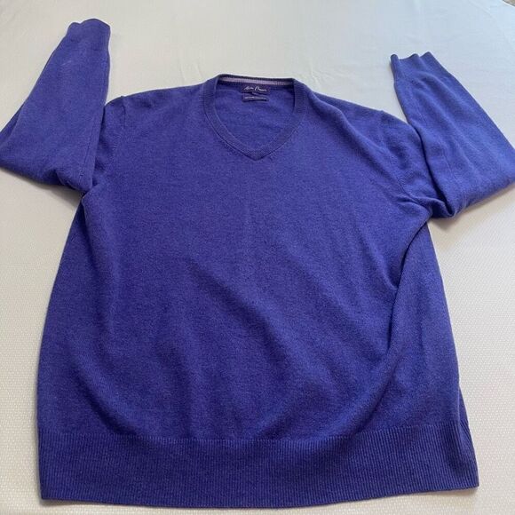 Alan Flusser Purple V Neck Cashmere Sweater Size Large - Picture 4 of 9